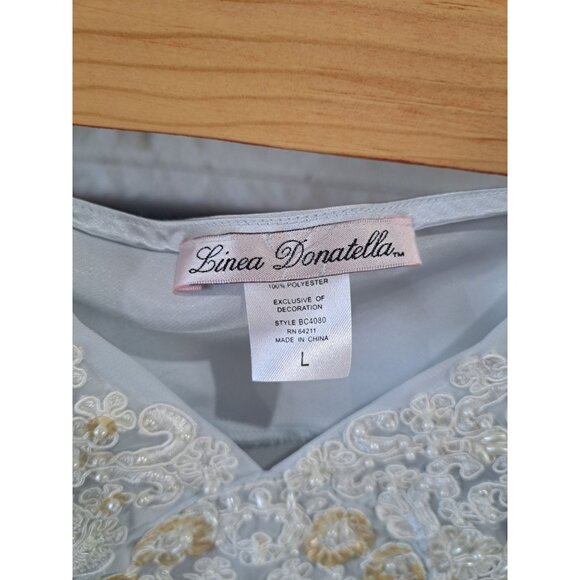 Linea Donatella Sheer Blue Chemise Embroidered Floral Lace  Women's Negligee L - Picture 3 of 8